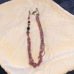 Pink and black crystal necklace